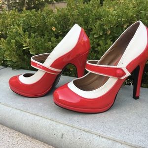 Pin-up Rockabilly Modern Vintage Heels Cherry Red